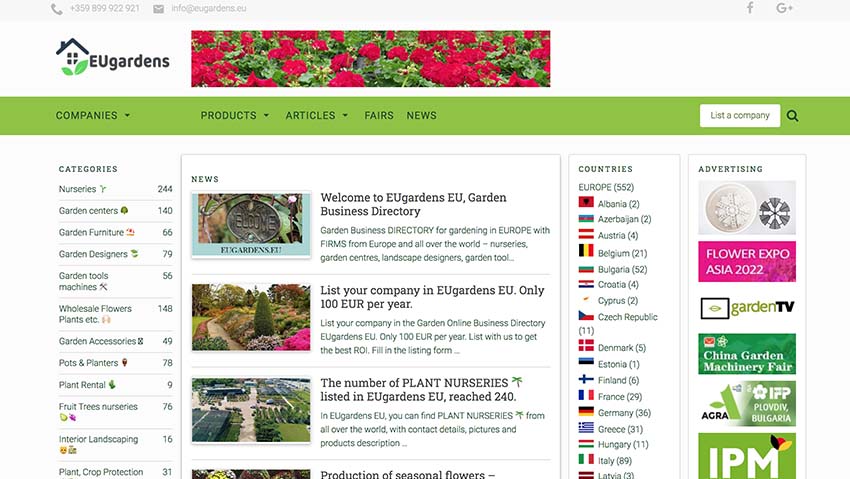 EUgardens.eu, il portale europeo del giardinaggio 